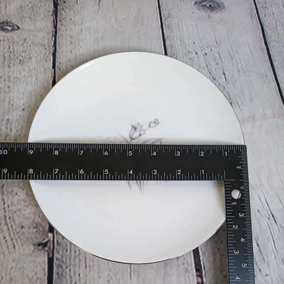 Creative Fine China Royal Elegance Luncheon Plate –  9" Gray Floral Silver Trim - Picture 9 of 9